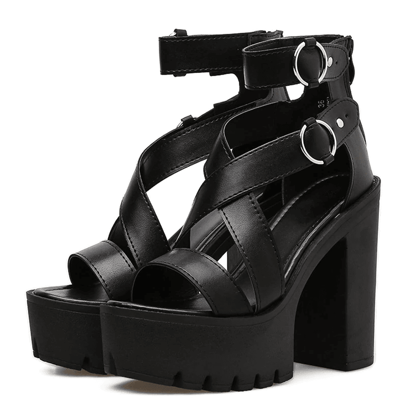 Solid Retro High Heels