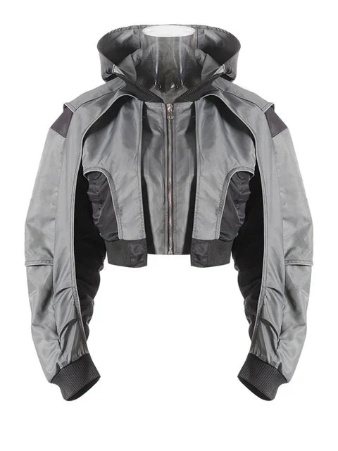 Women's Hooded Bomber Gray